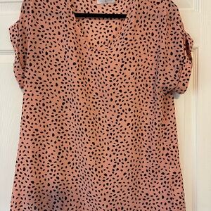 Chic Pink Polka Dot Blouse